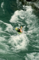 Kayaking the American River, California Kayaker on the north fork of the American River at Yankee Jim's, near Colfax and Weimar, California