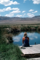 Soldier Meadows Hot Spring, Nevada Woman enjoying a hot spring in Soldier Meadows, Nevada