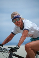 Mountain Biking in the Black Rock Desert, Nevada  Close up of a woman mountain biking on the playa, in the Black Rock Desert, Nevada