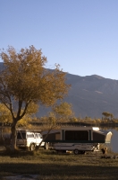 RV camping at Diaz Lake, California  Camping at Diaz Lake, Eastern Sierras, California