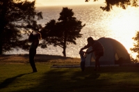 Family camping on San Juan Island, Washington Family camping on San Juan Island, Washington