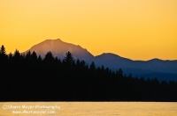 DT-CA-2155 Sunset on Mount Lassen, with Lake Almanor in the foreground, Chester, California.